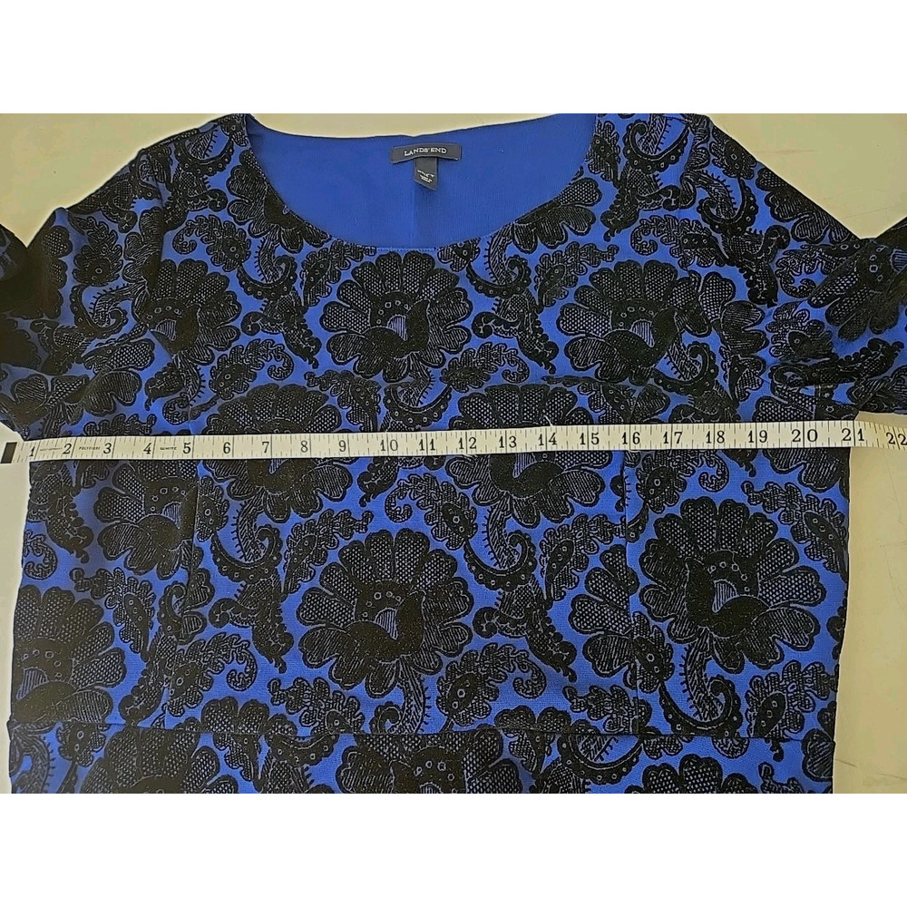 Lands' End Woven‎ Velvet Floral Dress 18 Burnout Blue XL Whimsigoth Fairy Grunge - Picture 7 of 9